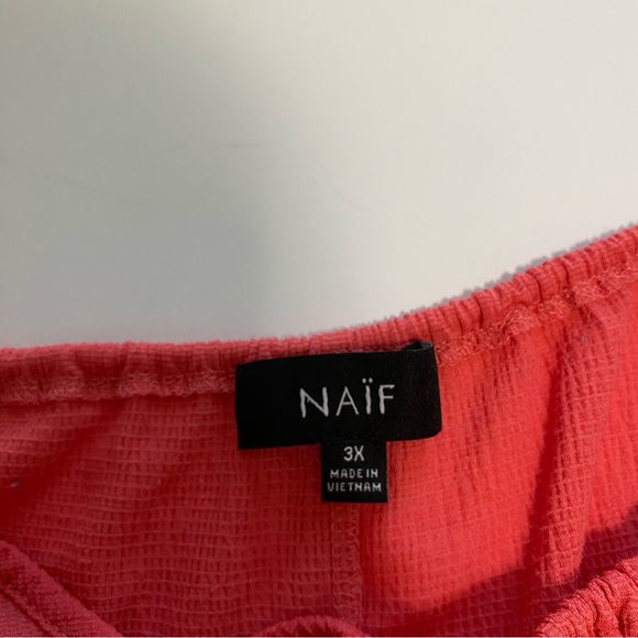 NAÏF Coral Colored Bell Sleeve Tie Neckline Blouse Crepe Material Plus Size 2X - Picture 8 of 9